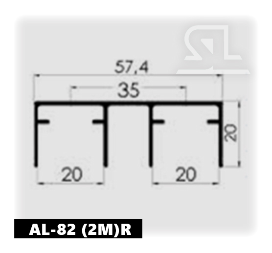 Алюминиевый направляющий профиль для SKM-80/70 AY верхний  длиной по 2м dp