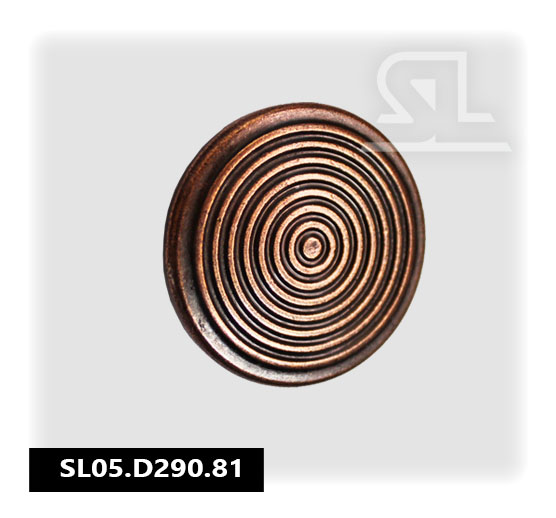 SL D290 Ручка мебельная металлическая кнопка, состаренная медь(50 шт/уп)