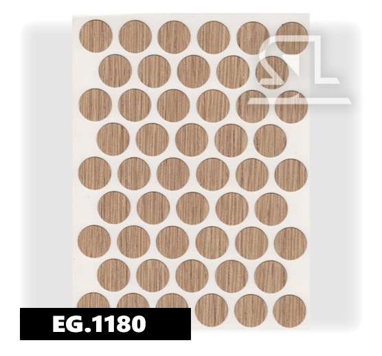 EG.1180 Пласт. заглушки самокл. 14мм д/евровинта Дуб Галифакс (50Л/УП)