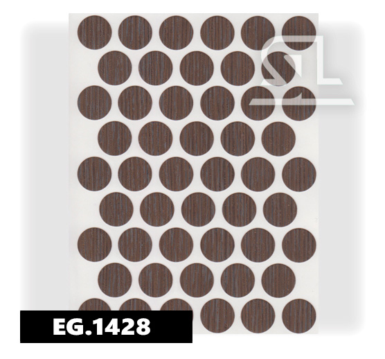 EG.1428  Пласт. заглушки самокл. 14мм д/евровинта Файнлайн кофейный(50Л/УП)
