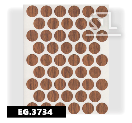 EG.3734 Пласт. заглушки самокл. 14мм д/евровинта Орех Дижон(50Л/УП)