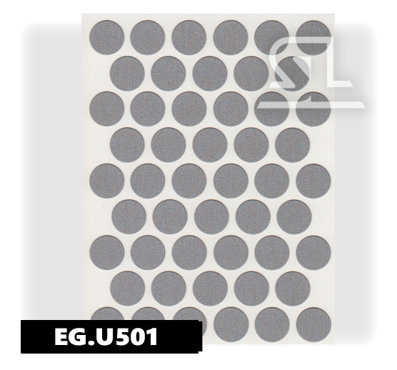 EG.501. Пласт. заглушки самокл. 14мм д/евровинта Алюминий матированный(50Л/УП)