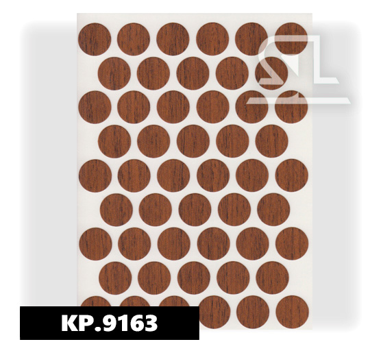 KP.9163 Пласт. заглушки самокл. 14мм д/евровинта Орех ECCO(50Л/УП)