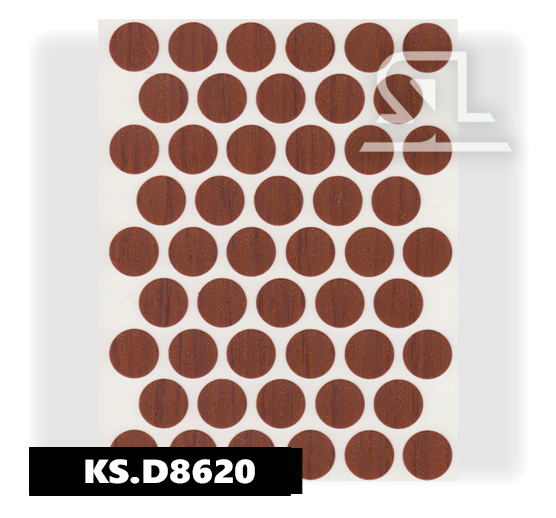 KS.8620  Пласт. заглушки самокл. 14мм д/евровинта Каштан(50Л/УП)