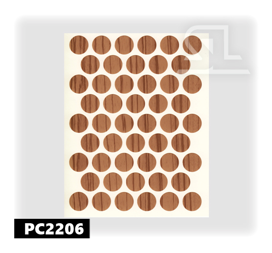 PC2206 Пласт. заглушки самокл. 14мм д/евровинта zebrano (50л/упак)