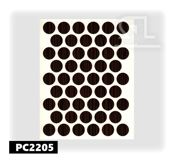 PC2205 Пласт. заглушки самокл. 14мм д/евровинта koyu zebrano (50л/упак)
